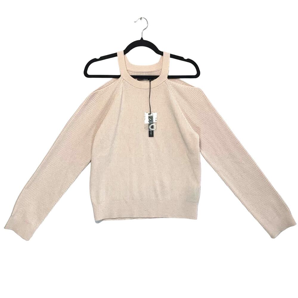 J Brand Mackenzie Cold Shoulder Cashmere Sweater NWT Women's M Faded Clear Pink - Picture 1 of 9